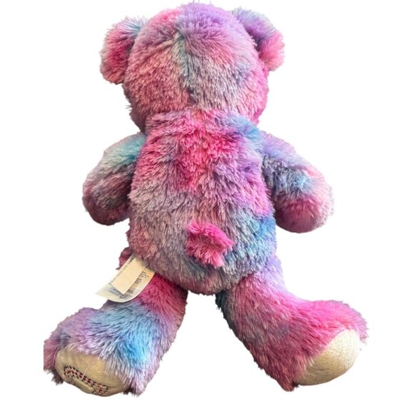 Build-A-Bear Workshop Forever Hearts Tie Dye Teddy Bear 16" Pink Blue Heart Foot - Picture 3 of 10